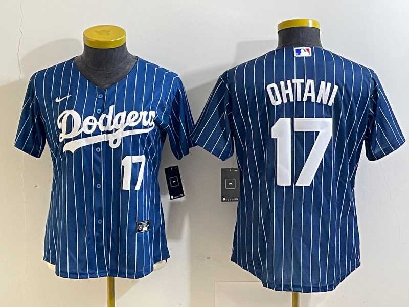 Women's Los Angeles Dodgers #17 Shohei Ohtani Number Red Navy Blue Pinstripe Stitched Cool Base Nike Jersey,We sell and wholesale Women's Los Angeles Dodgers #17 Shohei Ohtani Number Red Navy Blue Pinstripe Stitched Cool Base Nike Jersey on line form chian!
